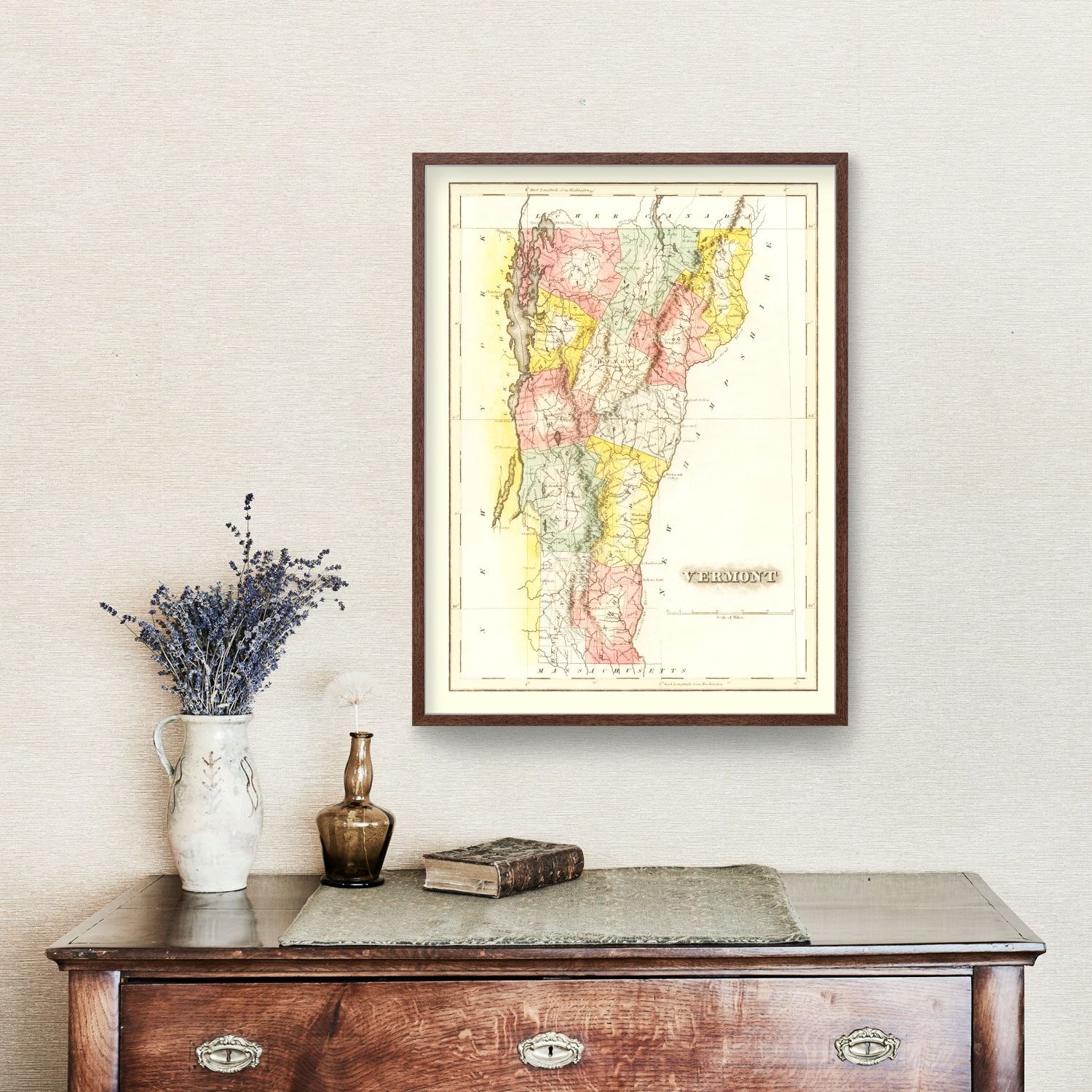 Vintage Map of Vermont 1823