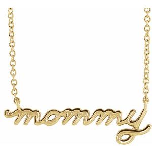 Petite Mommy Script Necklace or Center