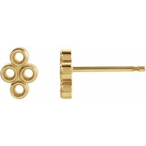14K Yellow Gold 2.5 mm Round Bezel-Set Cluster Earring Mounting