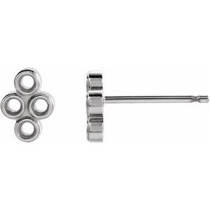 Sterling Silver 1.5 mm Round Bezel-Set Cluster Earring Mounting