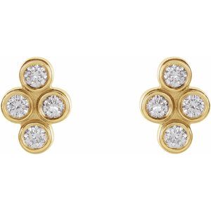 14K Yellow Gold 1/10 CTW Natural Diamond Cluster Earrings – image 2