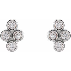 14K White Gold 1/10 CTW Natural Diamond Cluster Earrings – image 2