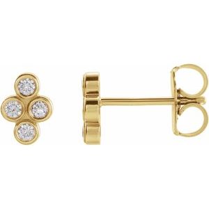 14K Yellow Gold 1/10 CTW Natural Diamond Cluster Earrings