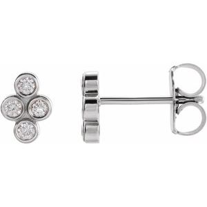 Sterling Silver 1/10 CTW Natural Diamond Cluster Earrings