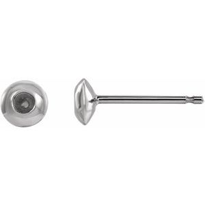 Platinum 5.2 mm Round Domed Bezel-Set Earring Mounting