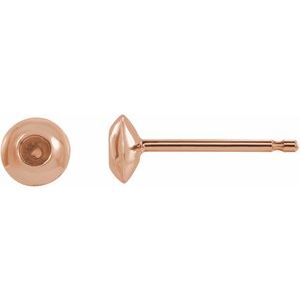 14K Rose Gold 5.2 mm Round Domed Bezel-Set Earring Mounting