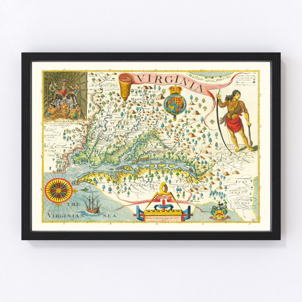 Vintage Map of Virginia 1612