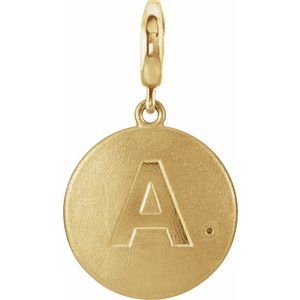 14K Yellow Gold 1 mm Round Accented Initial A Charm/Pendant Mounting