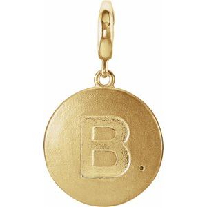 14K Yellow Gold 1 mm Round Accented Initial B Charm/Pendant Mounting