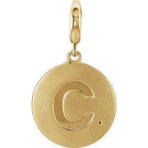 14K Yellow Gold 1 mm Round Accented Initial C Charm/Pendant Mounting