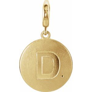 14K Yellow Gold 1 mm Round Accented Initial D Charm/Pendant Mounting