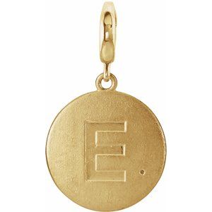 14K Yellow Gold 1 mm Round Accented Initial E Charm/Pendant Mounting