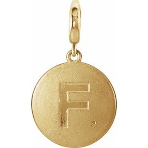 14K Yellow Gold 1 mm Round Accented Initial F Charm/Pendant Mounting