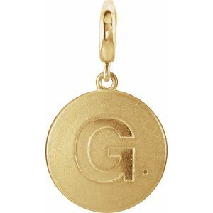 14K Yellow Gold 1 mm Round Accented Initial G Charm/Pendant Mounting