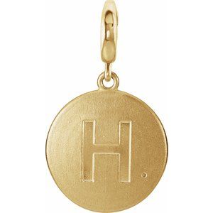 14K Yellow Gold 1 mm Round Accented Initial H Charm/Pendant Mounting