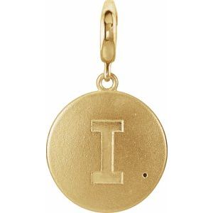 14K Yellow Gold 1 mm Round Accented Initial I Charm/Pendant Mounting