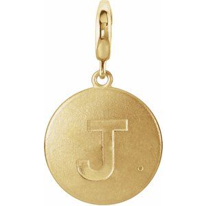 14K Yellow Gold 1 mm Round Accented Initial J Charm/Pendant Mounting