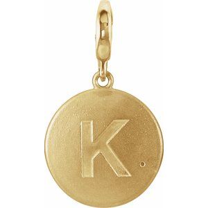 14K Yellow Gold 1 mm Round Accented Initial K Charm/Pendant Mounting