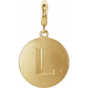 14K Yellow Gold 1 mm Round Accented Initial L Charm/Pendant Mounting