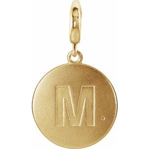 14K Yellow Gold 1 mm Round Accented Initial M Charm/Pendant Mounting
