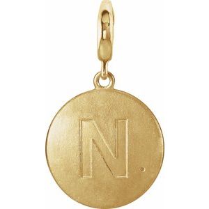 14K Yellow Gold 1 mm Round Accented Initial N Charm/Pendant Mounting