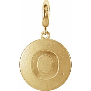14K Yellow Gold 1 mm Round Accented Initial O Charm/Pendant Mounting