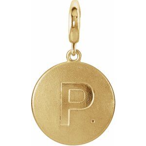 14K Yellow Gold 1 mm Round Accented Initial P Charm/Pendant Mounting