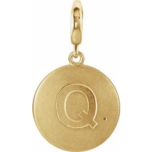 14K Yellow Gold 1 mm Round Accented Initial Q Charm/Pendant Mounting