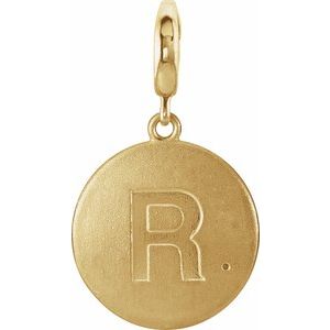 14K Yellow Gold 1 mm Round Accented Initial R Charm/Pendant Mounting