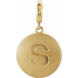 14K Yellow Gold 1 mm Round Accented Initial S Charm/Pendant Mounting