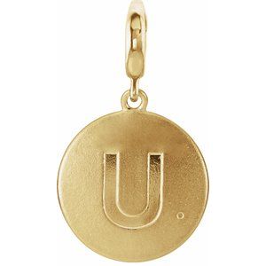 14K Yellow Gold 1 mm Round Accented Initial U Charm/Pendant Mounting