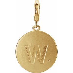 14K Yellow Gold 1 mm Round Accented Initial W Charm/Pendant Mounting