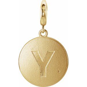 14K Yellow Gold 1 mm Round Accented Initial Y Charm/Pendant Mounting
