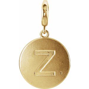 14K Yellow Gold 1 mm Round Accented Initial Z Charm/Pendant Mounting