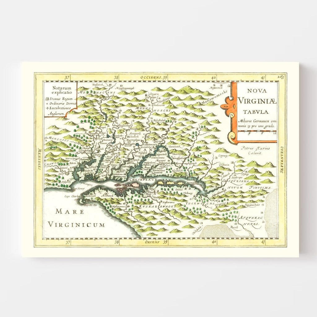 Vintage Map of Virginia 1630