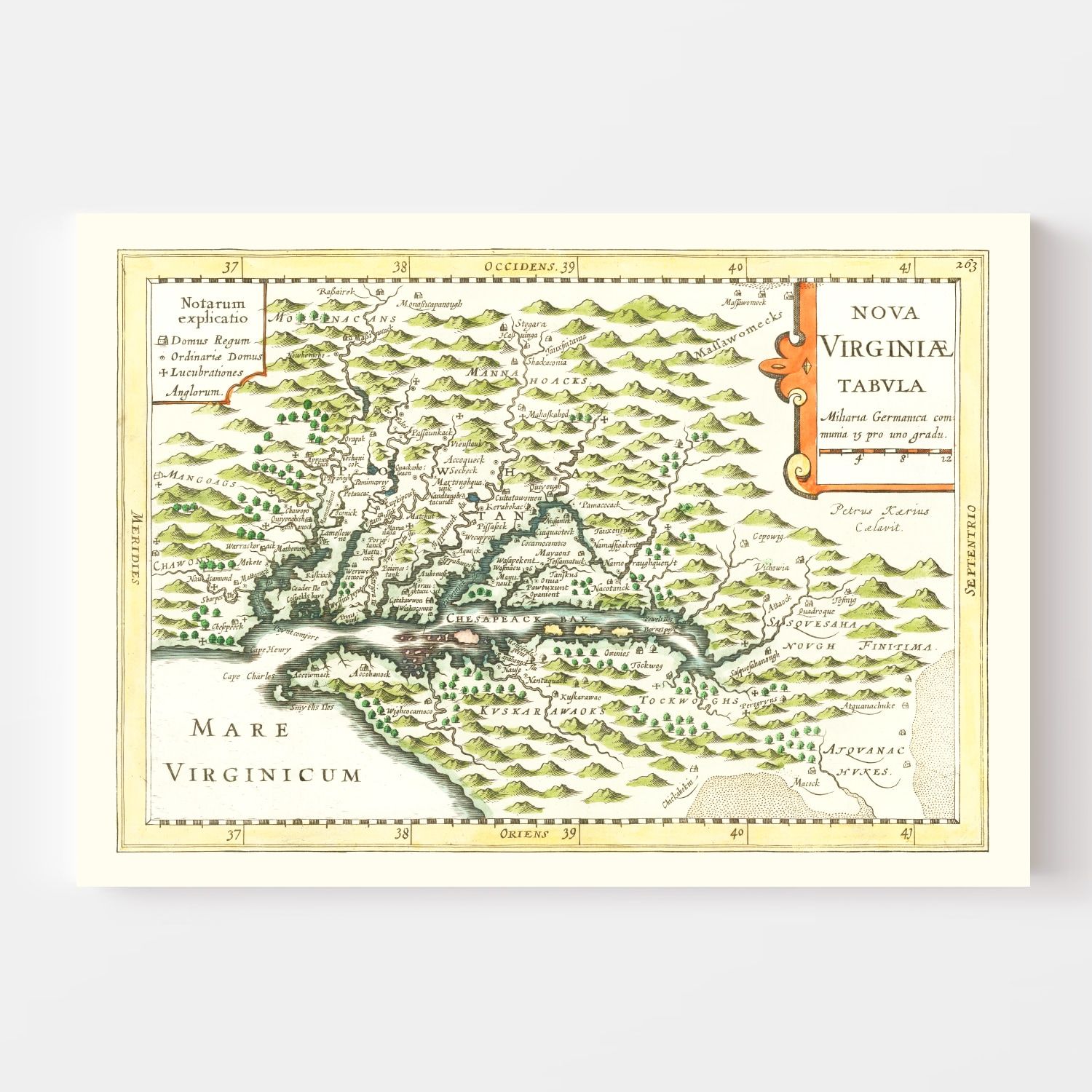 Vintage Map of Virginia 1630