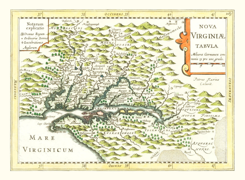 Vintage Map of Virginia 1630