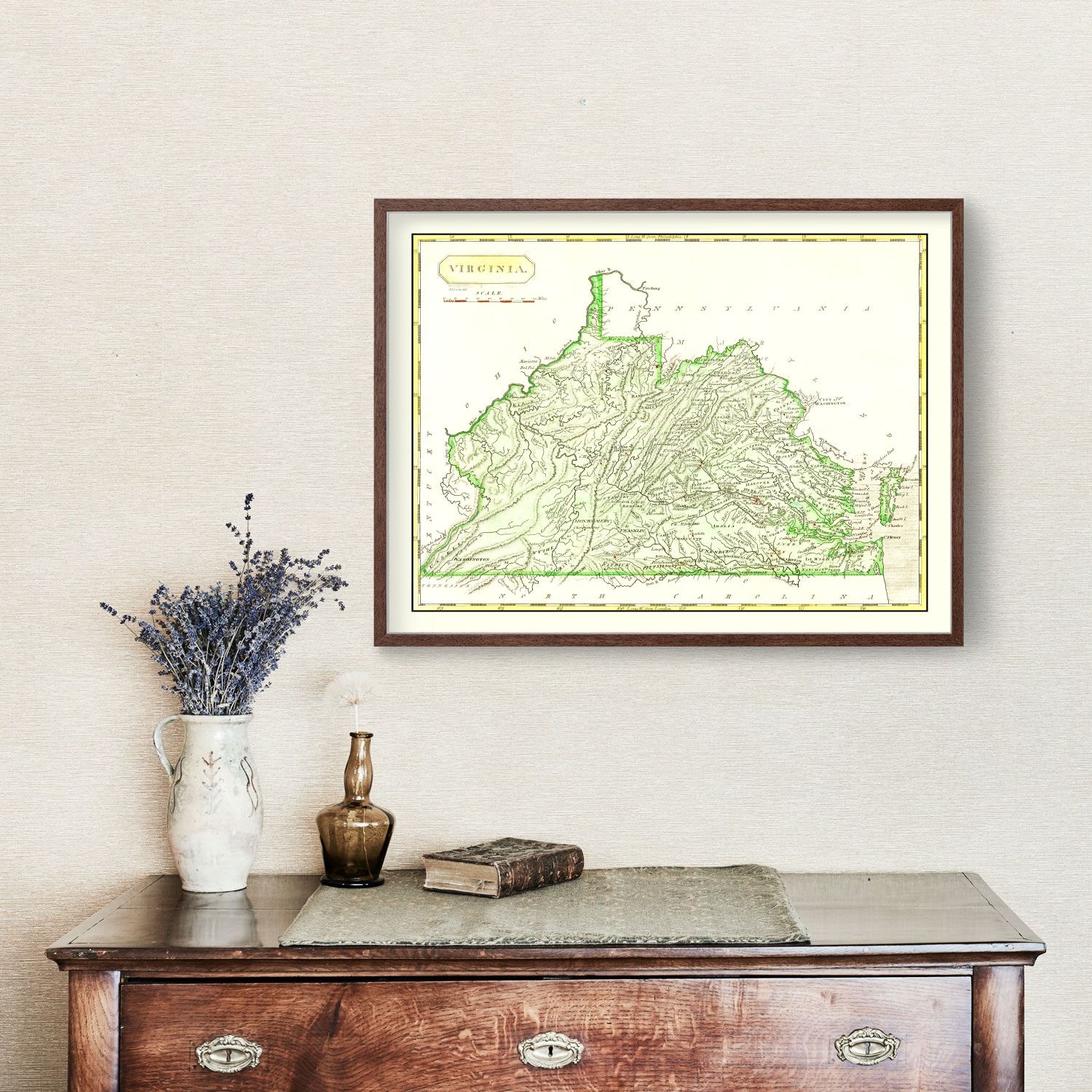Vintage Map of Virginia 1804