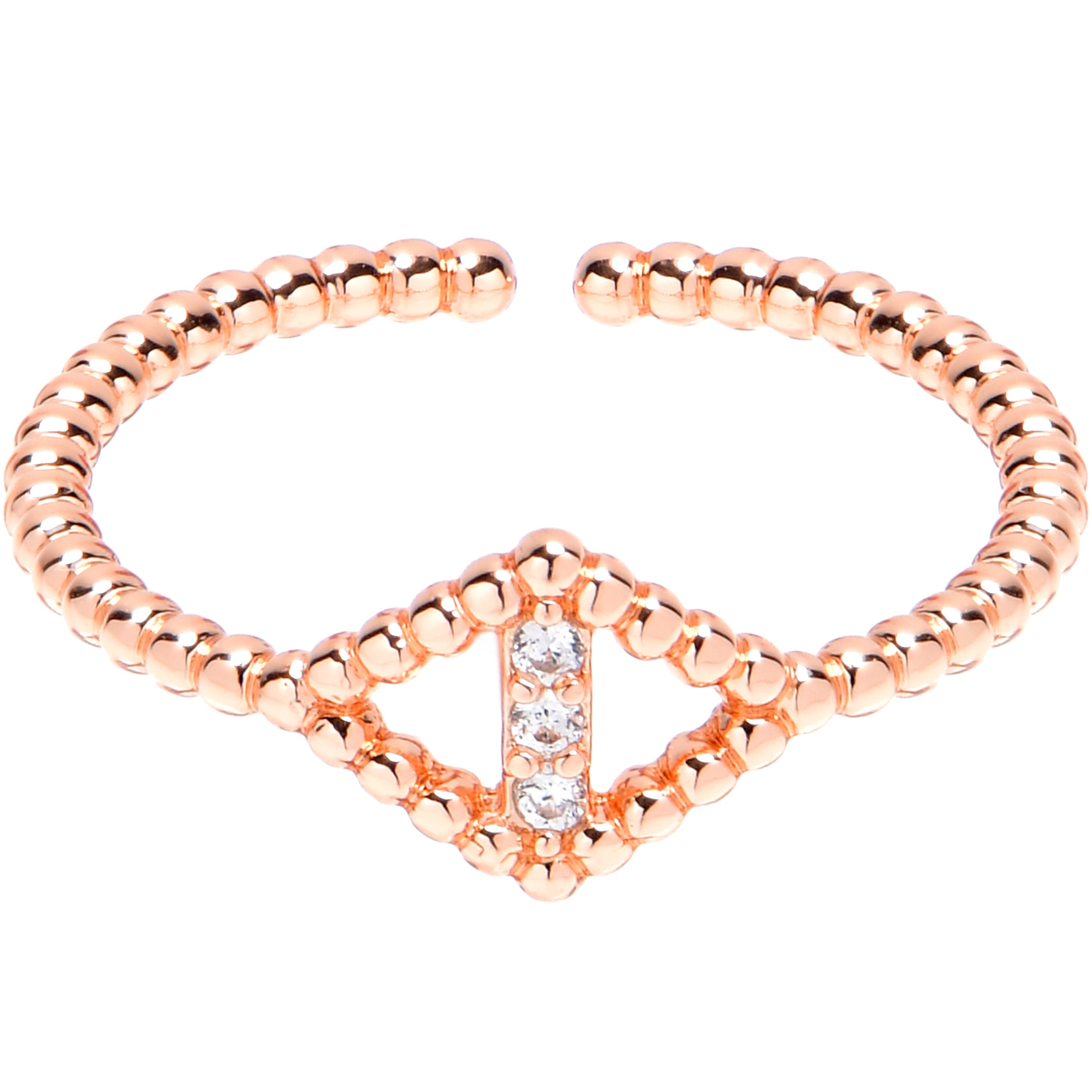 Clear Gem Textured Rhombus Rosy Adjustable Toe Ring