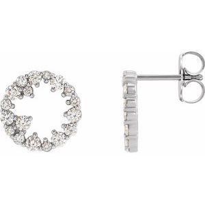 14K White Gold 1/2 CTW Natural Diamond Circle Earrings