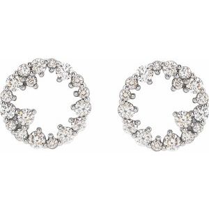14K White Gold 1/2 CTW Natural Diamond Circle Earrings – image 2