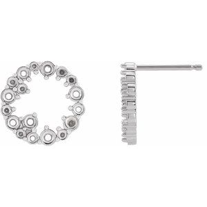 Sterling Silver Right Circle  Earring Mounting