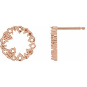 14K Rose Gold Right Circle  Earring Mounting