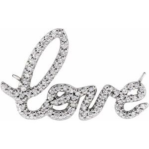 14K White Gold 1/6 CTW Natural Diamond Love Necklace Center
