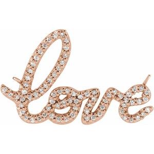 14K Rose Gold 1/6 CTW Natural Diamond Love Necklace Center