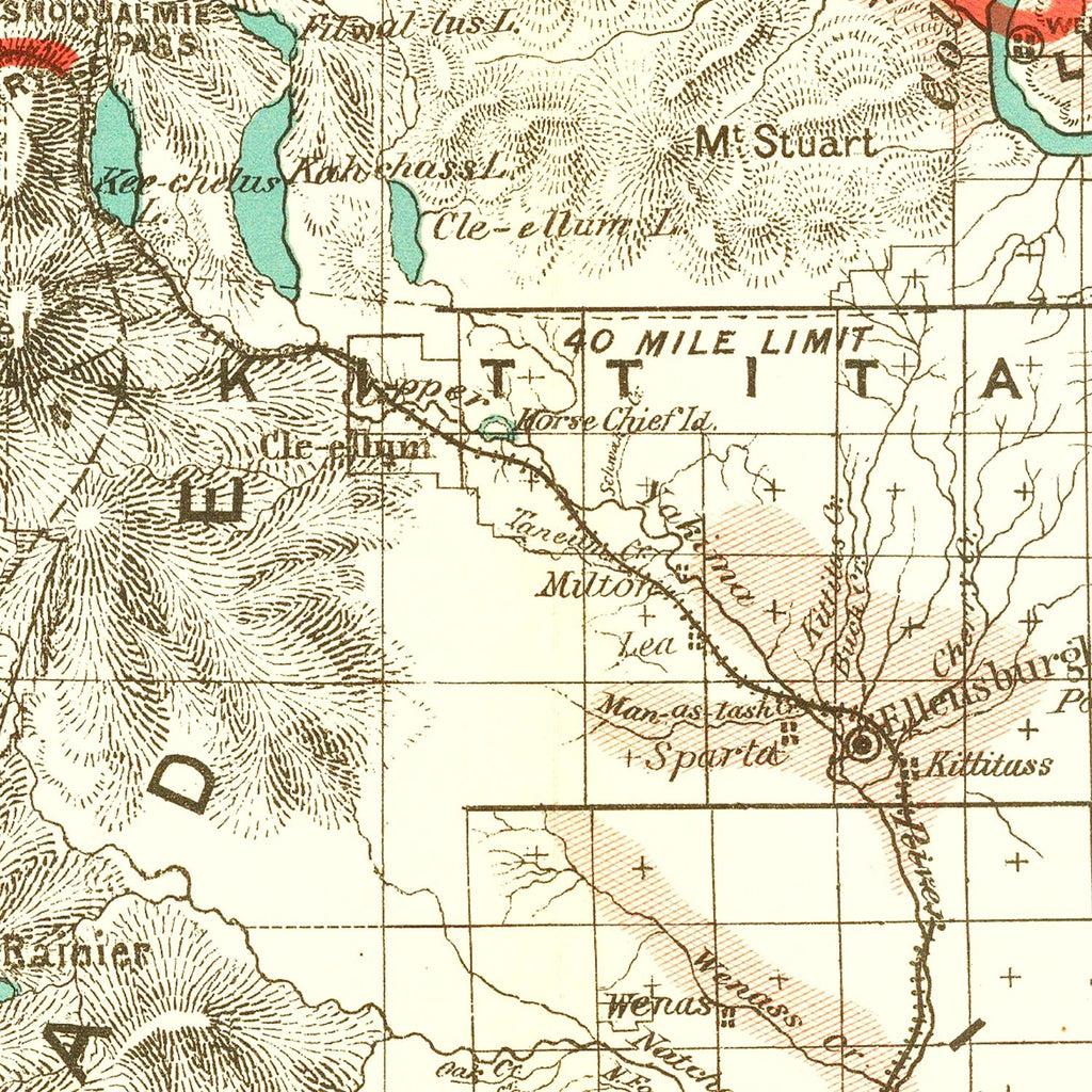 Vintage Map of Washington 1888