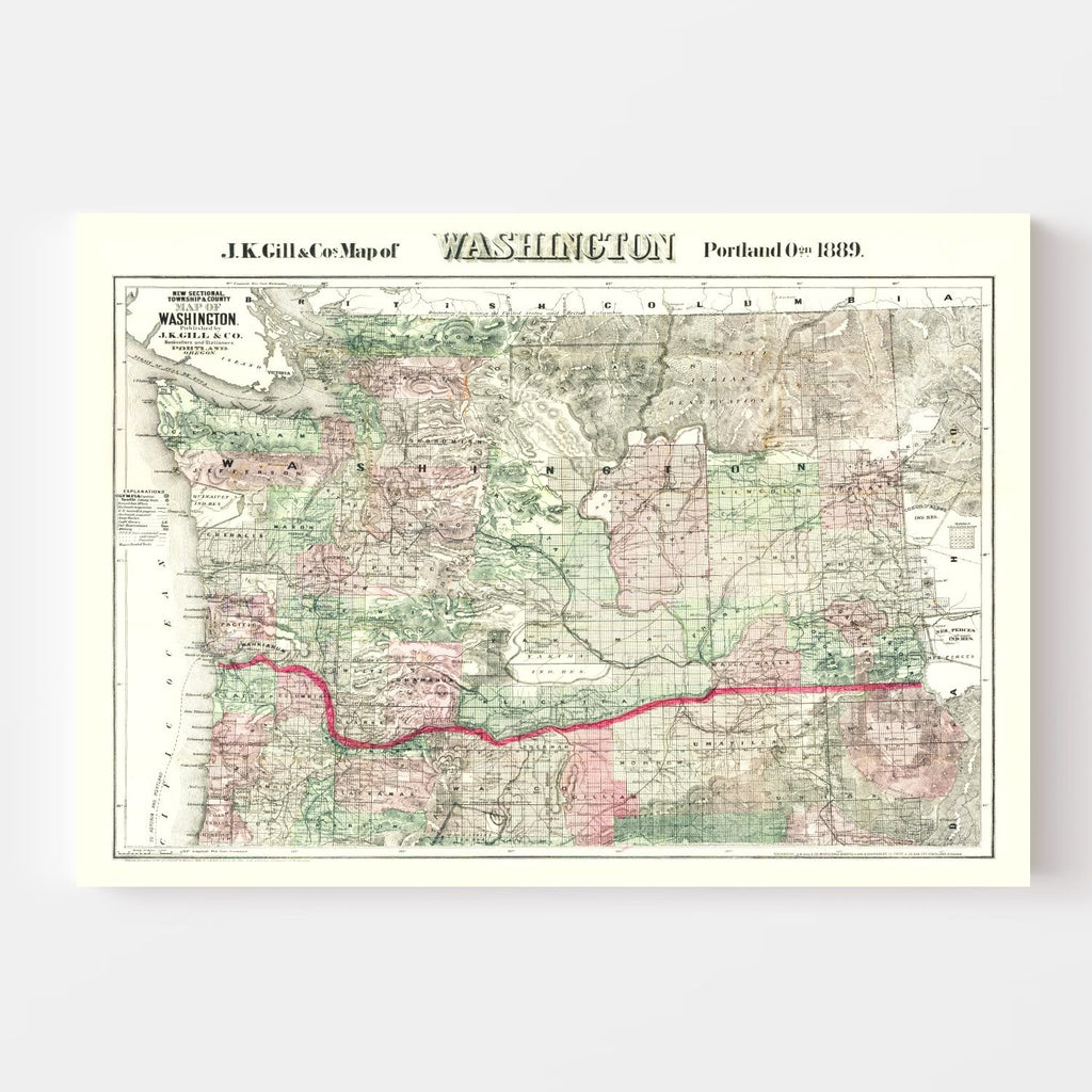Vintage Map of Washington 1889