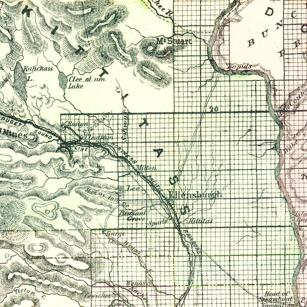 Vintage Map of Washington 1889