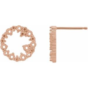 14K Rose Gold Left Circle  Earring Mounting
