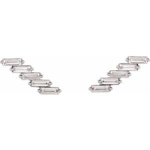 Platinum 1/4 CTW Natural Diamonds Ear Climbers – image 2